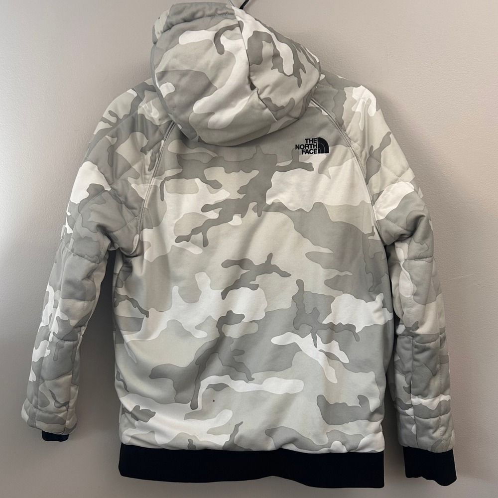 North Face Jacket Mens Small Black White Reversible Puffer Camo Hoodie Full Zip - Picture 6 of 12